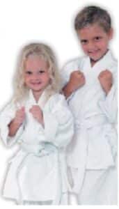 image of two white belt children in karate